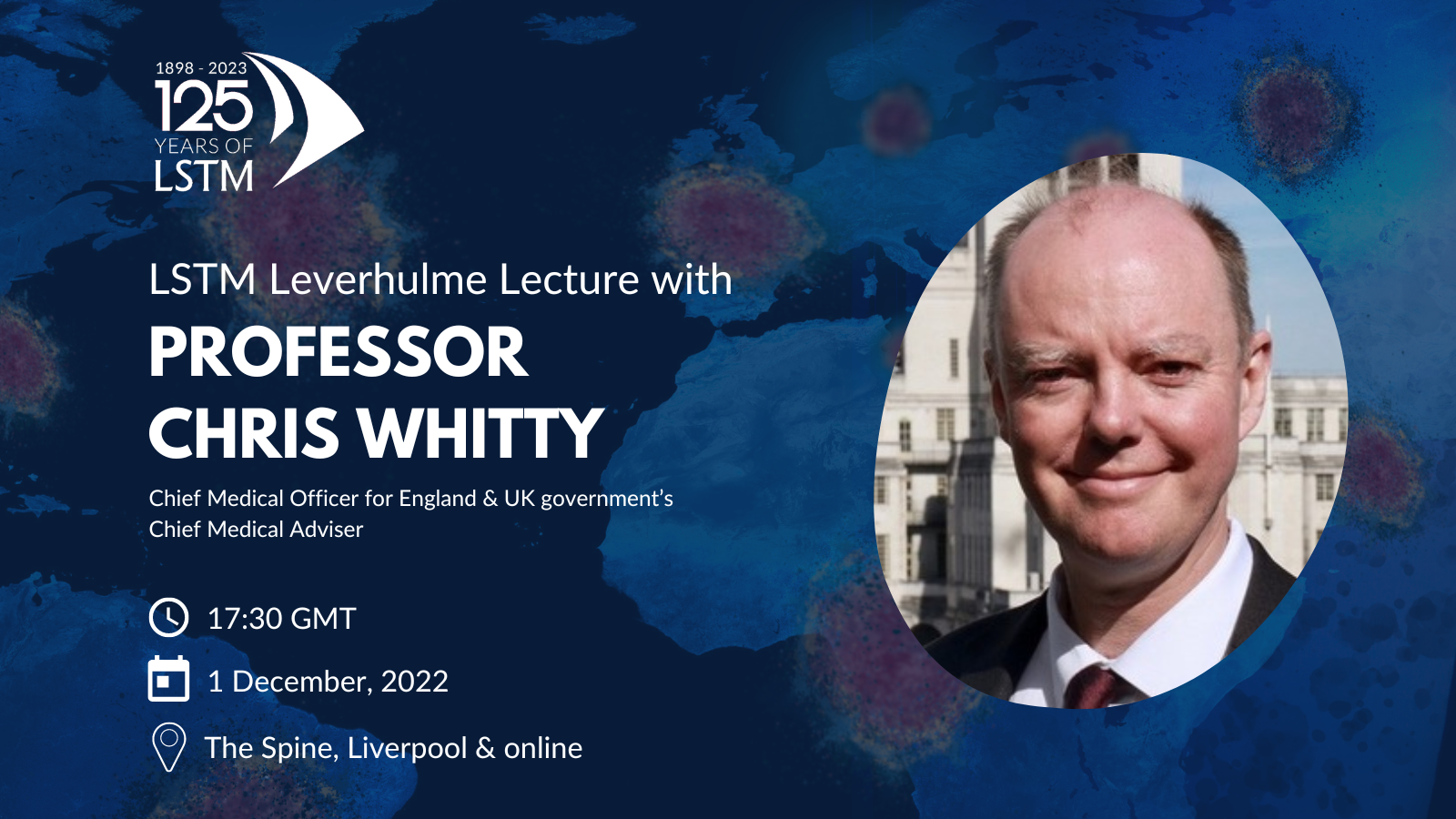 A picture of Professor Chris Whitty on a poster style graphic.