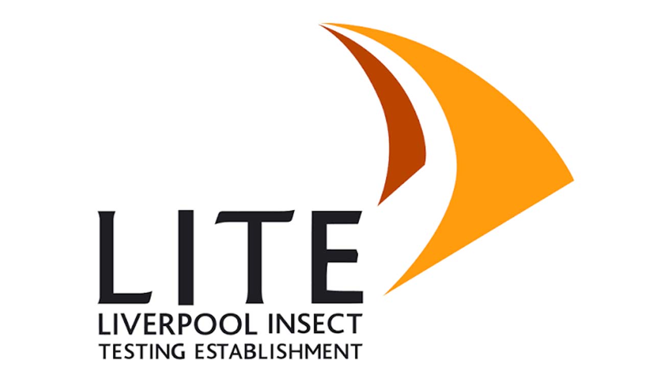 Logo for LITE: Liverpool Insect Testing Establishment, featuring bold 'LITE' text and orange curved shapes.